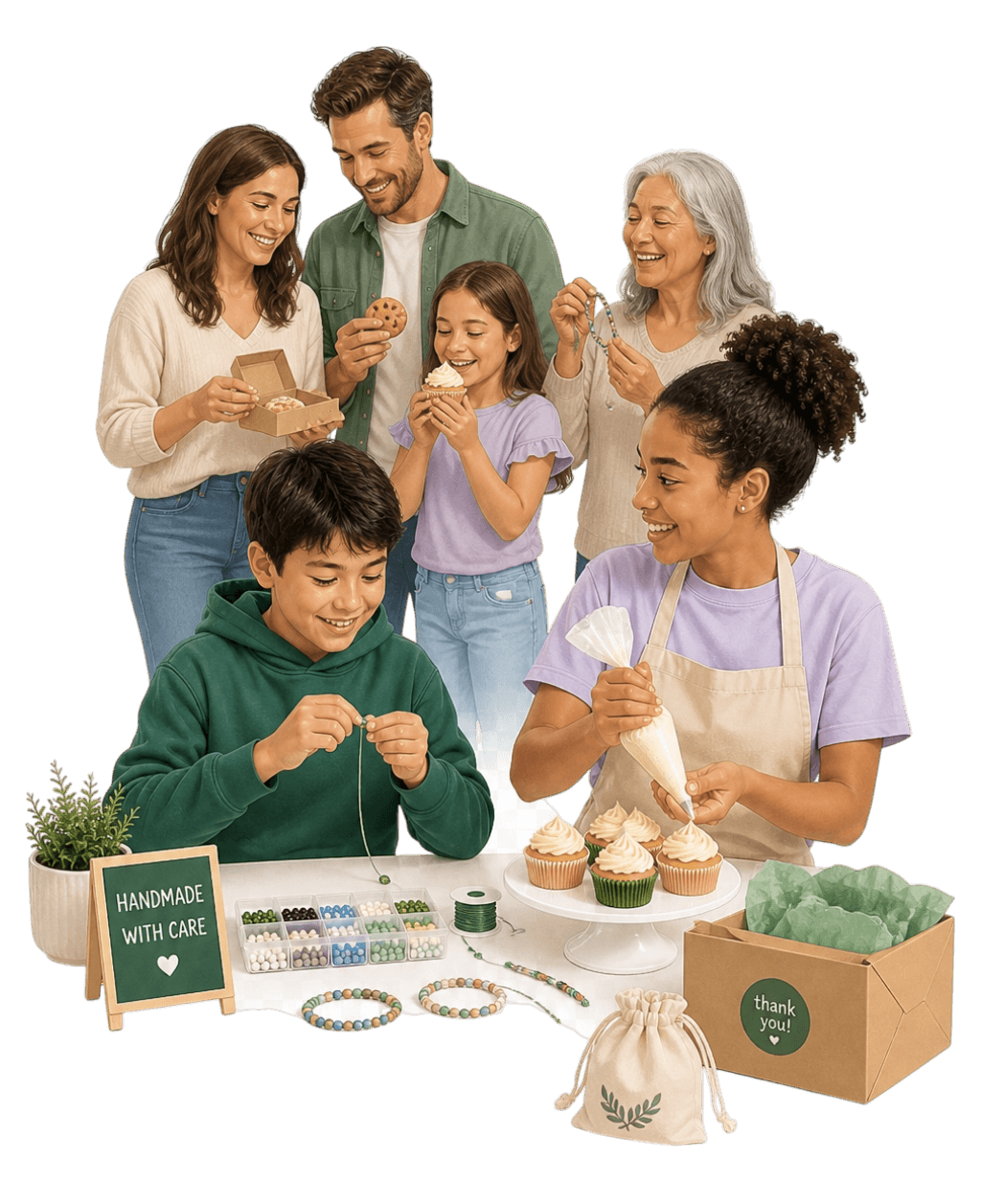 Young entrepreneurs making and packing their products